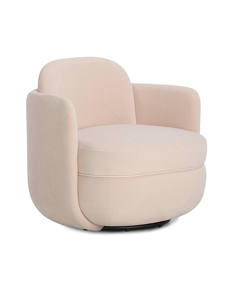 Tov Furniture Wolfie Light Blush Velvet Swivel Chair In Pink