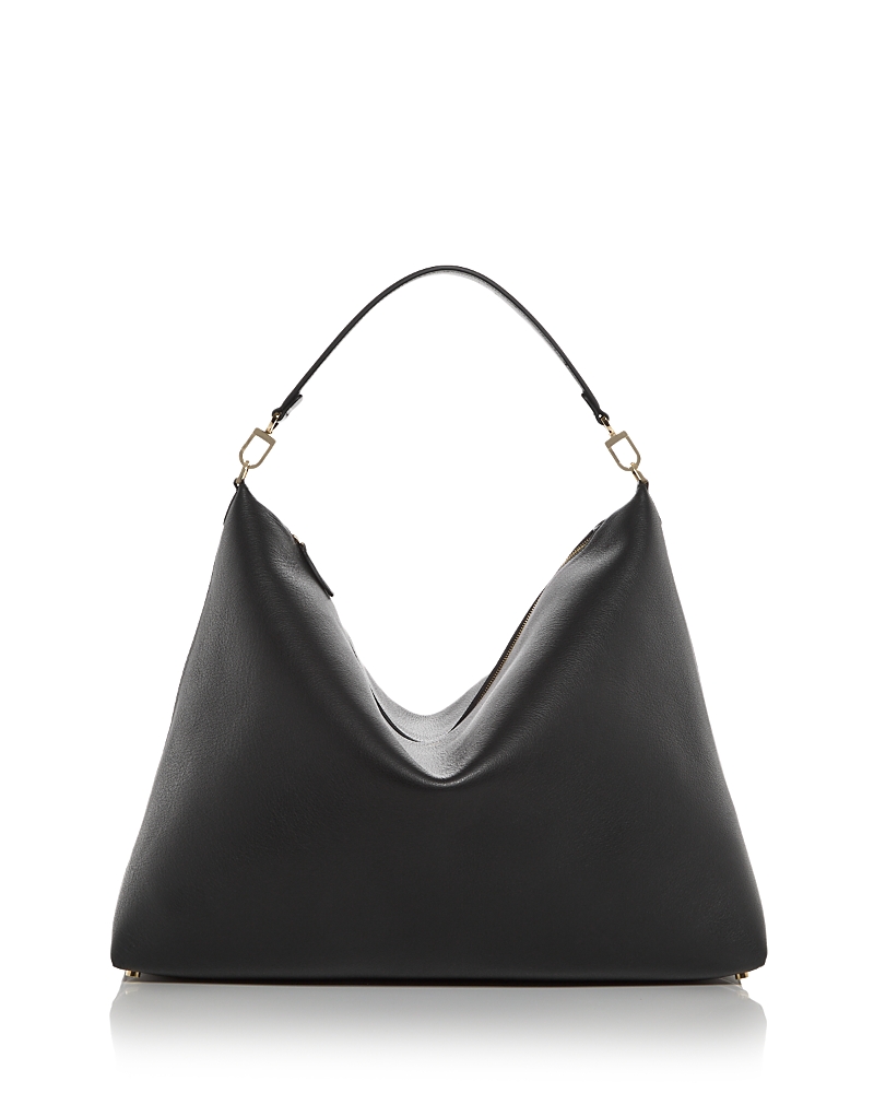 Totême Bevel Slouchy Grain Leather Tote Bag In Black