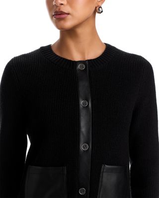 Natalia Faux Leather Trim Cardigan