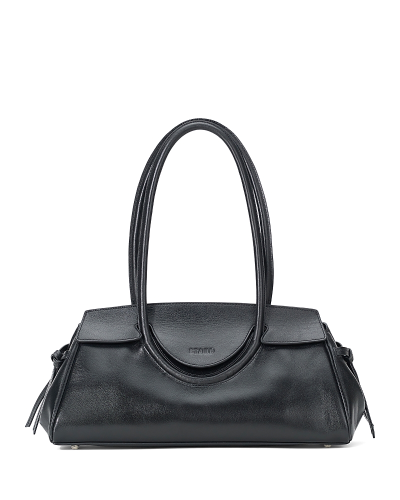 Staud Maude Polished Leather Shoulder Bag In Black