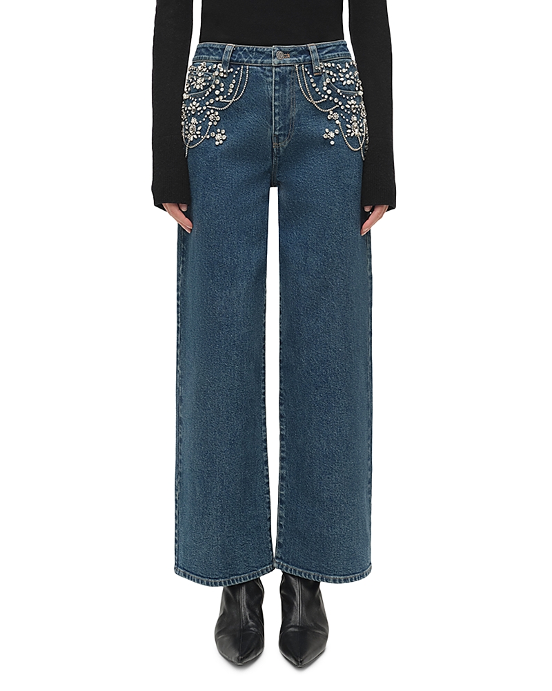 Simkhai Jude Mid Rise Embellished Jeans in Solana