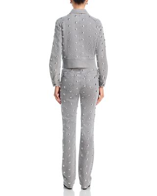 Sammy Studded High-Rise Denim Jeans in Lune/Silver 