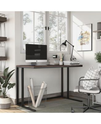 Sanford Steel Base Two-Tone Writing Desk with USB Ports and Outlets