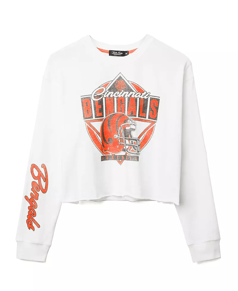 Junk Food Clothing Women's Nfl Cincinnati Bengals Helmet Crop Fleece