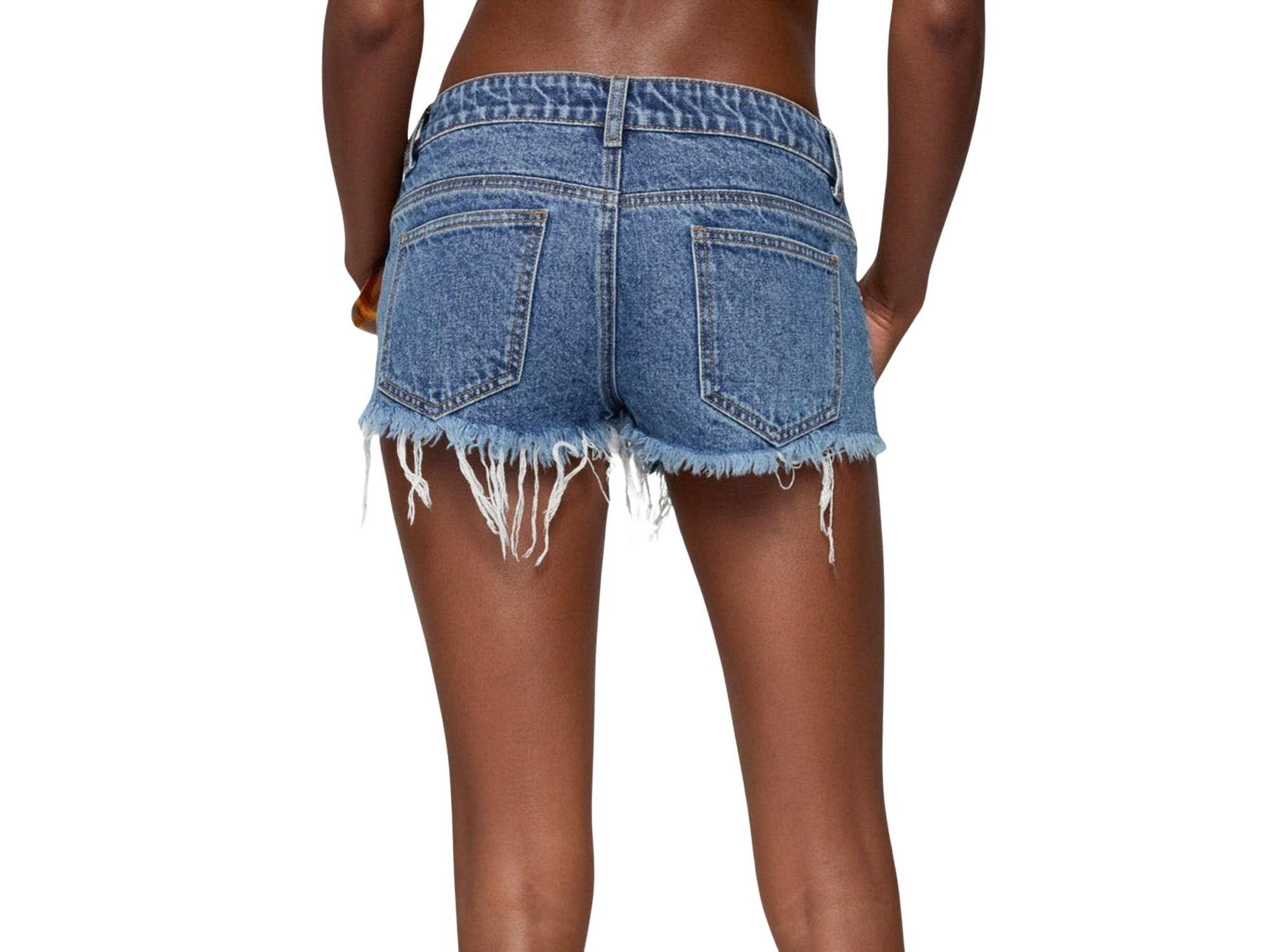 Frayed Vintage Washed Denim Shorts — Image 7
