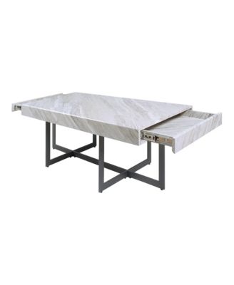 Martine 47" Faux Marble Top 2-Drawer Coffee Table