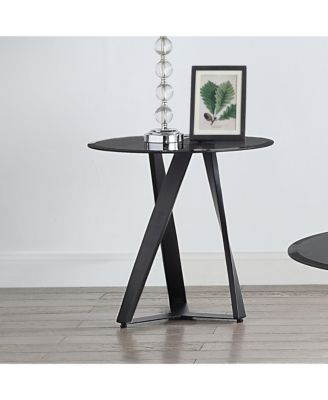 Webbe 24" O-Shaped Round Glass Top End Table