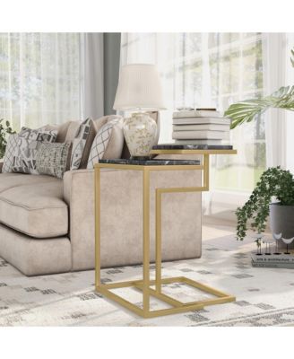 Byra Faux Marble Top Stackable Nesting Table, 2-Piece