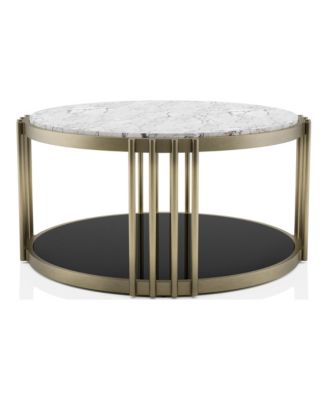 Athens 38" Steel Frame 1-Shelf Round Coffee Table