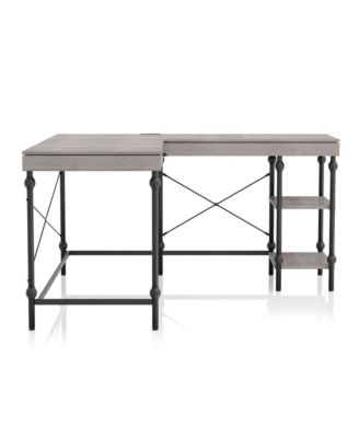 Hudson Steel L-Shape Corner Desk with USBs and Outlets