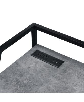 Stark Steel Base 1-Shelf Writing Desk with USBs