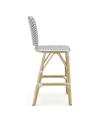 Colfer Aluminum and PE Wicker Patio Bar Chairs, Set of 2