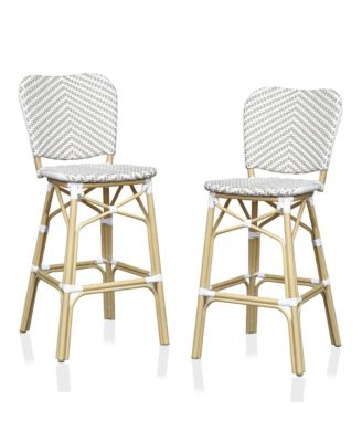 Colfer Aluminum and PE Wicker Patio Bar Chairs, Set of 2