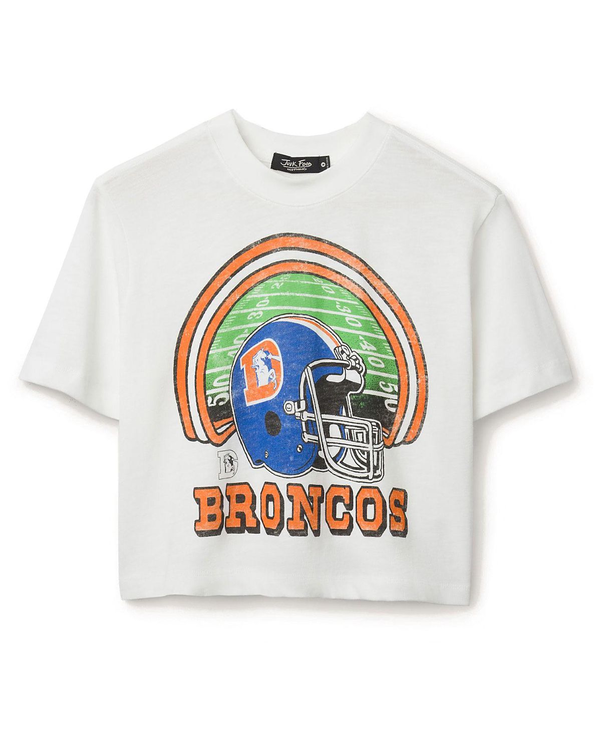 Junk Food Clothing Women's Nfl Denver Broncos Game Time Mock Neck Crop Tee