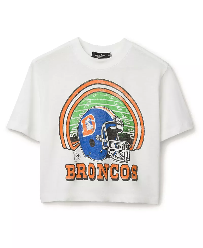 Junk Food Clothing Women's Nfl Denver Broncos Game Time Mock Neck Crop Tee