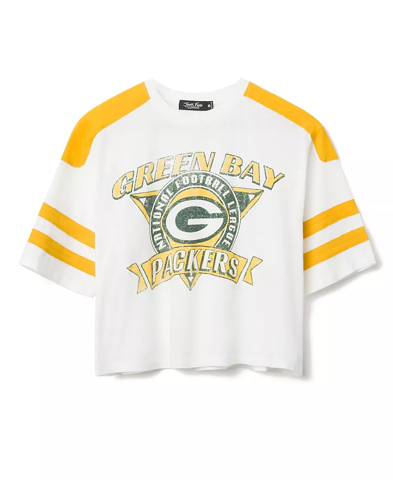 Junk Food Clothing Women's Nfl Green Bay Packers Striped Crop Tee