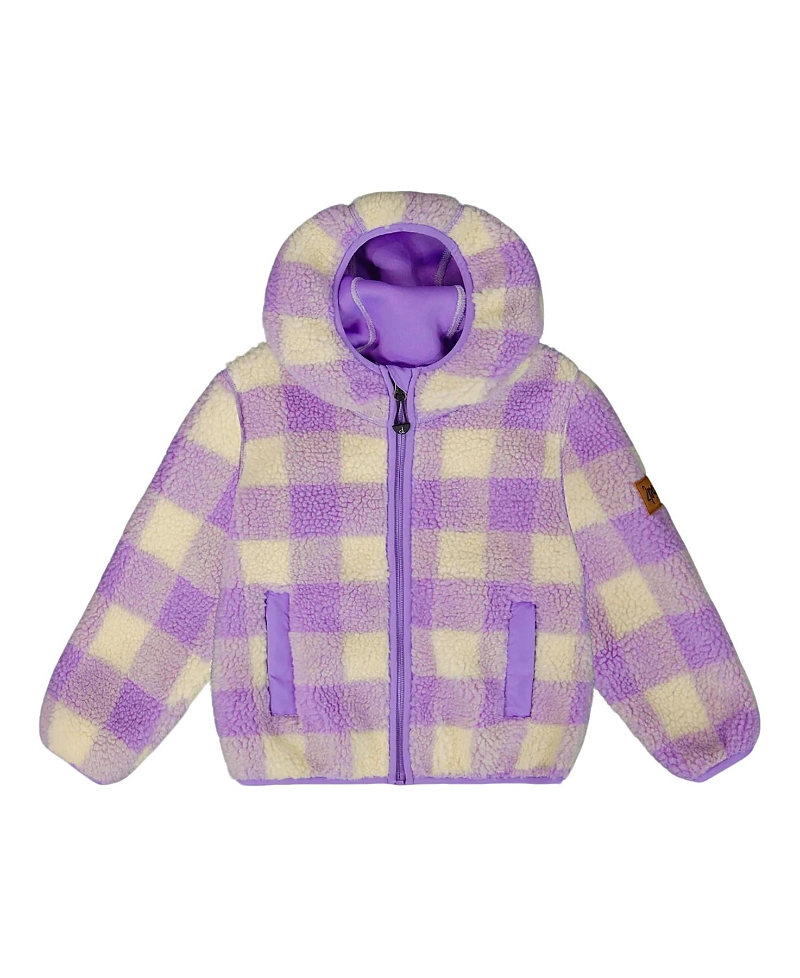 Deux Par Deux Girls' Mid-season Sherpa Jacket - Big Kid In Purple