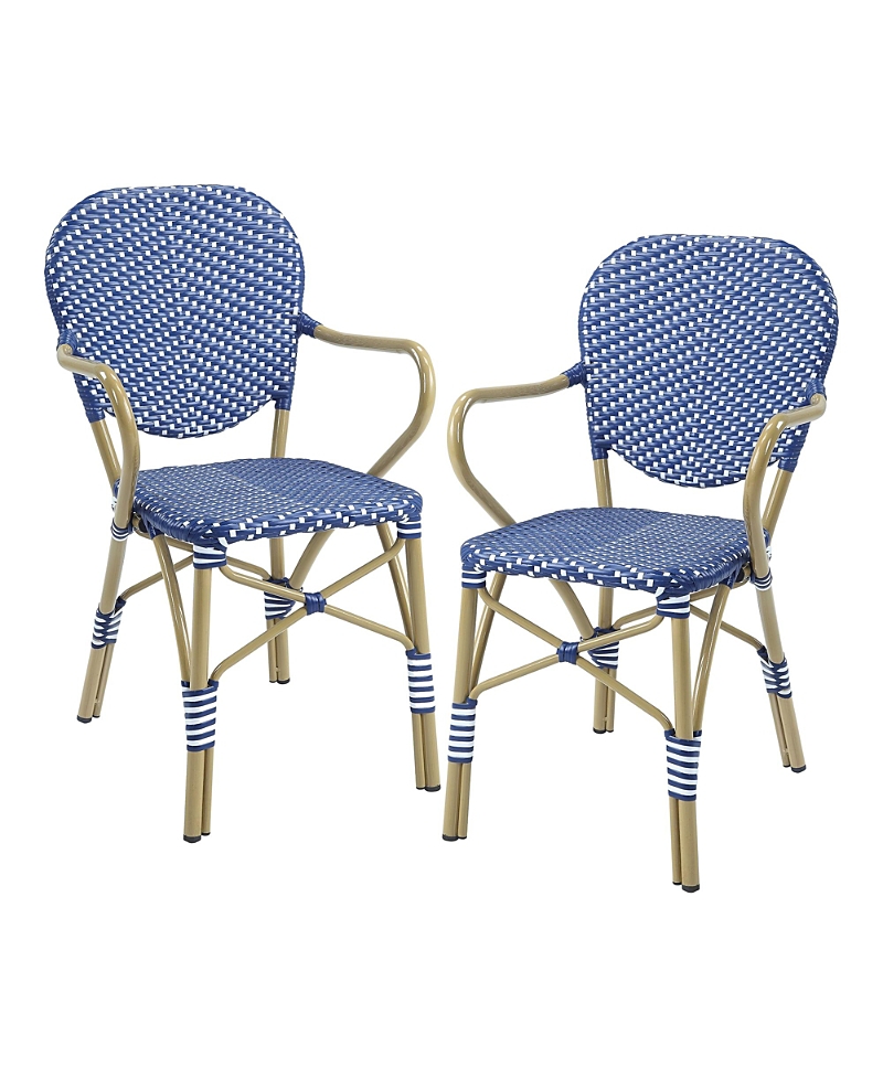 Furniture Of America Milan Pe Wicker Patio Arm Chairs, Set Of 2 In Blue
