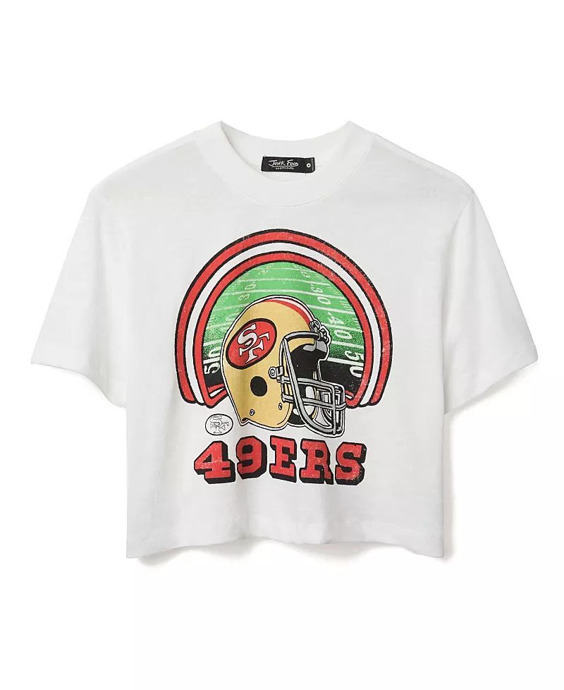 Junk Food Clothing Women's Nfl San Francisco 49ers Game Time Mock Neck Crop Tee