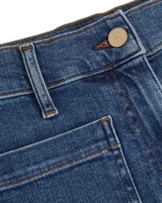 Petites Bella Wide Patch Pocket Jeans in Mid Blue