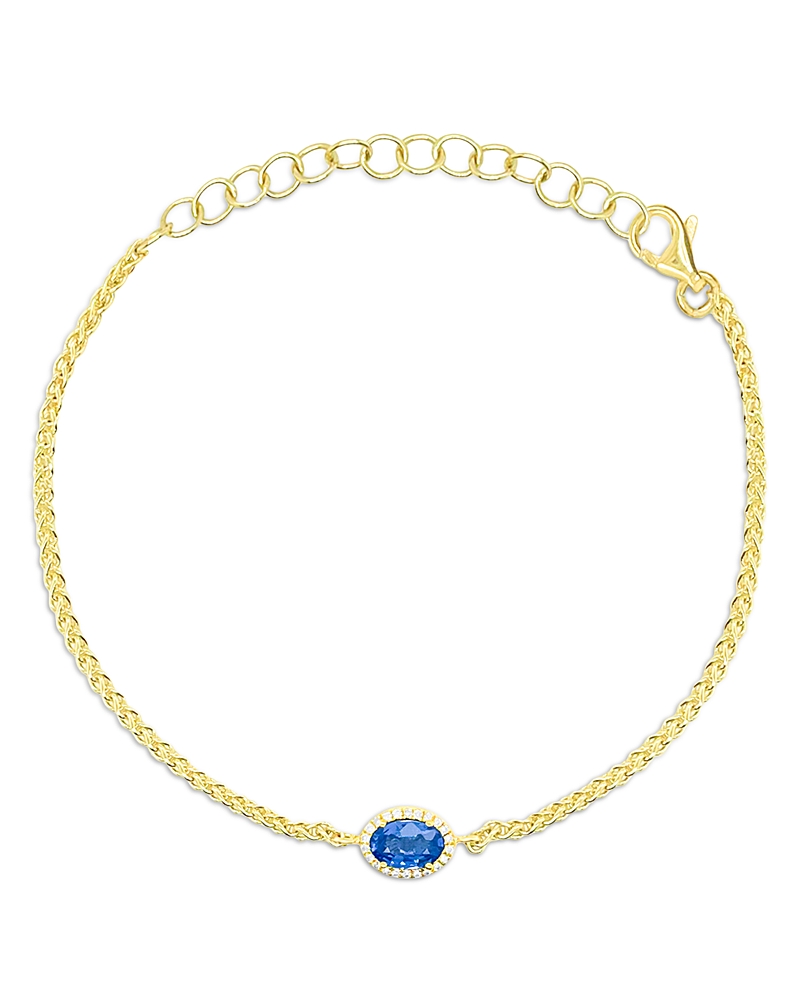 Meira T Blue Sapphire & Diamond Halo Chain Bracelet in 14K Yellow Gold