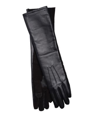 Fully Long Leather & Knit Tech Gloves