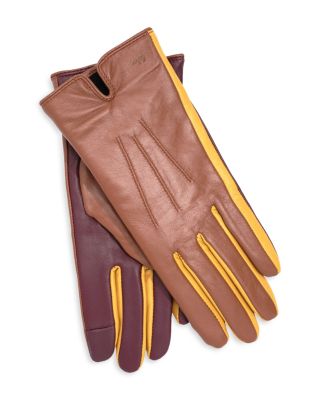 Colorblock Leather Gloves