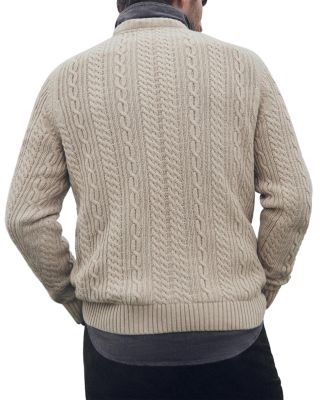 Relaxed Fit Cable Crewneck Sweater