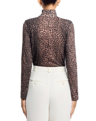 Leopard Print Turtleneck Top