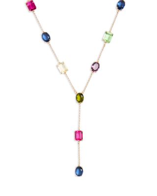 Stone Lariat Necklace, 10"-13"