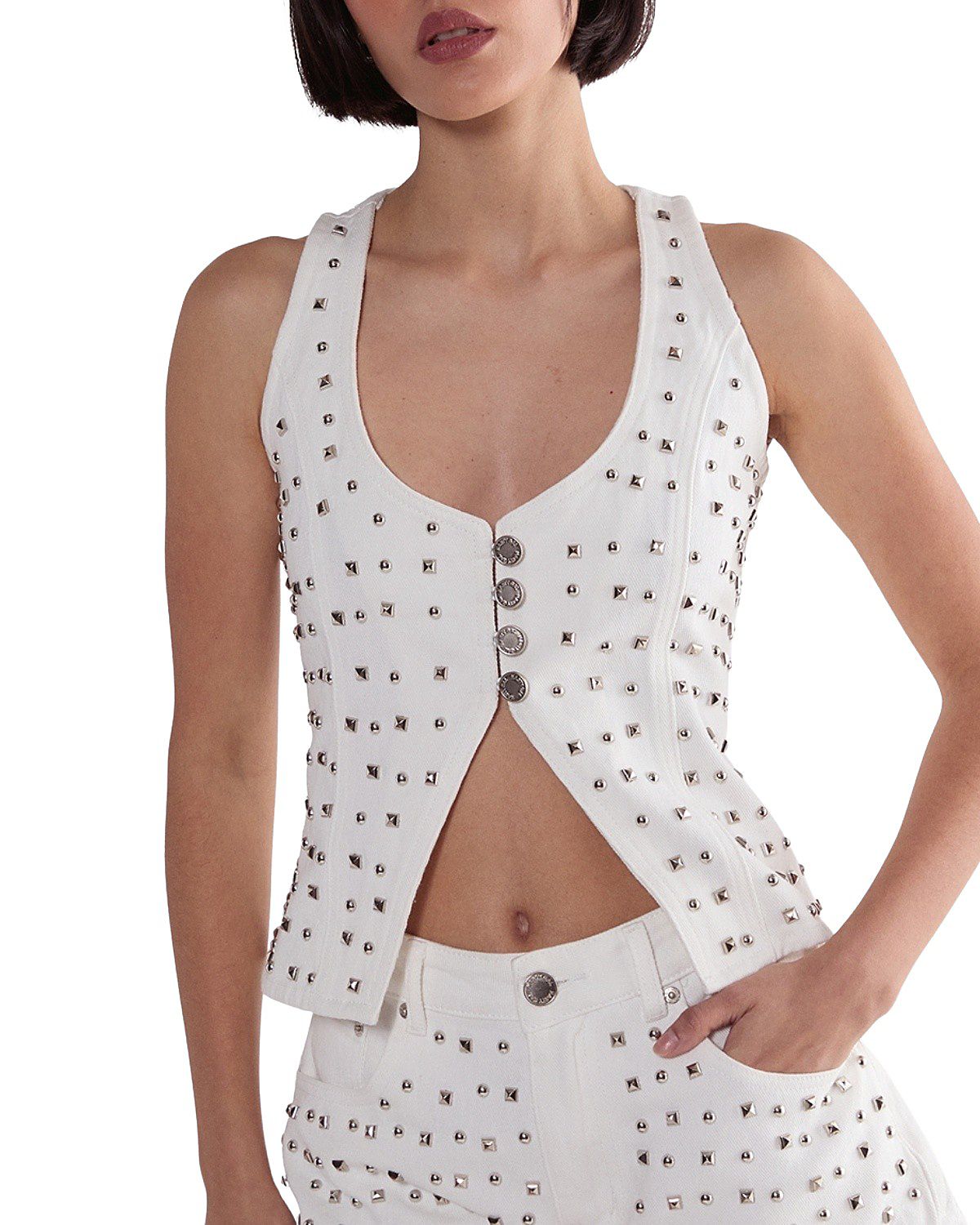Nasty Gal Studded Denim Corset Top