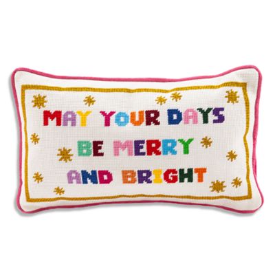 Merry &amp; Bright Needlepoint Pillow