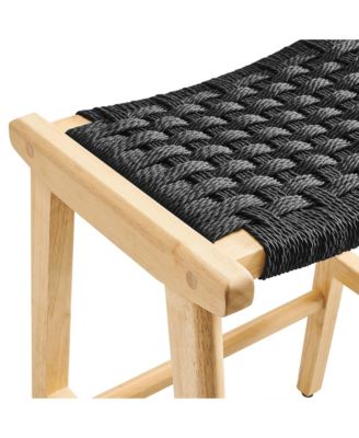 Saoirse Woven Rope Wood Counter Stool, Set of 2