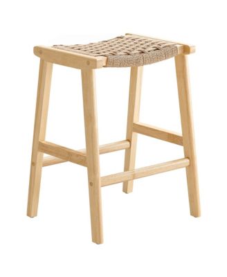 Saoirse Woven Rope Wood Counter Stool, Set of 2