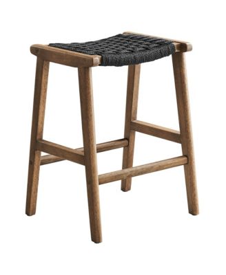 Saoirse Woven Rope Wood Counter Stool, Set of 2