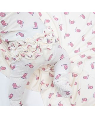 Girls' Petite Cowgirl Boots Zipper Ruffle Back Footie - Baby