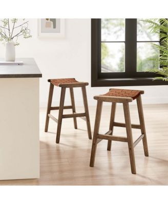 Saoirse Faux Leather Wood Counter Stool, Set of 2