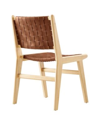 Saoirse Leather Wood Dining Side Chair, Set of 2