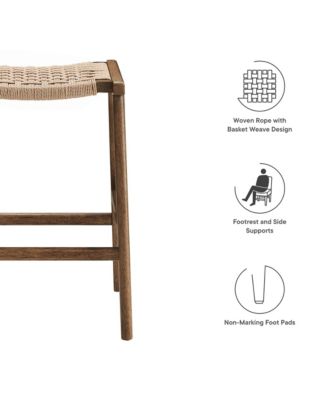 Saoirse Woven Rope Wood Counter Stool, Set of 2
