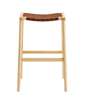 Saoirse Leather Wood Bar Stool, Set of 2