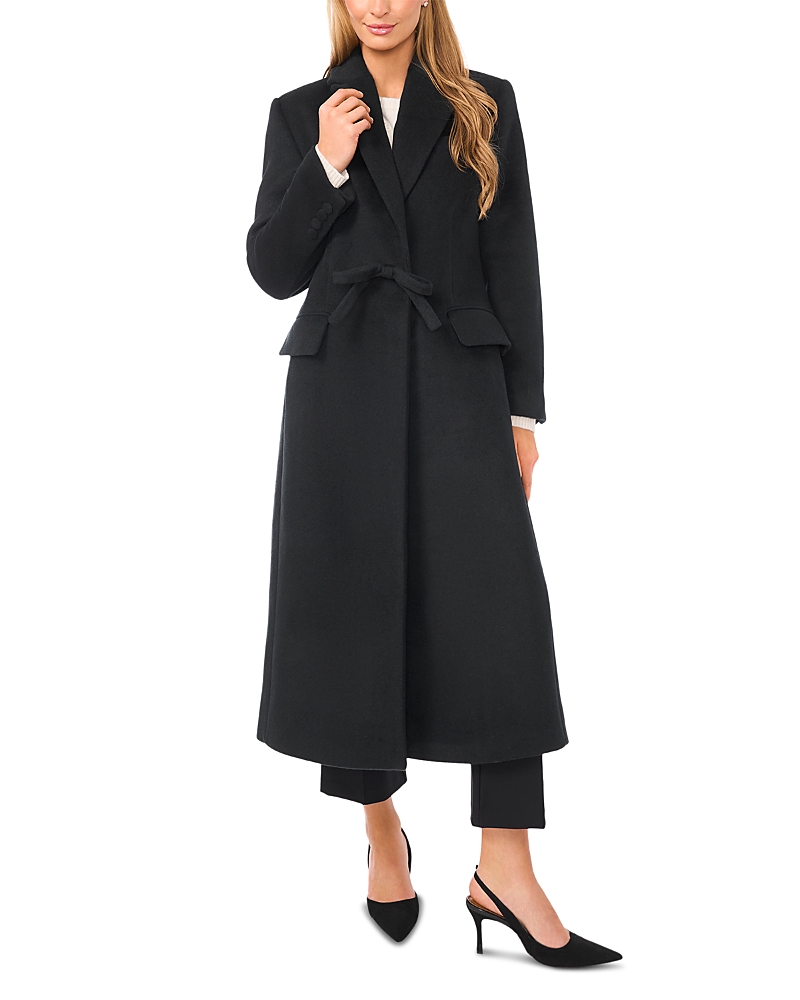 Ted Baker Bow Wool Blend Longline Coat In Black