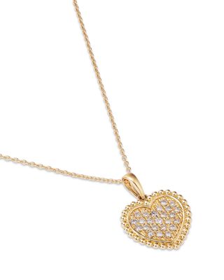Diamond Heart Pendant Necklace in 14K Yellow Gold, 0.25 tcw