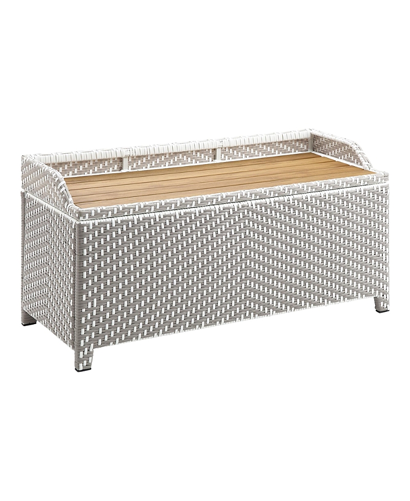Furniture Of America Tomkins Aluminum And Pe Wicker Slatted Seat Outdoor Storage Bench In Gray