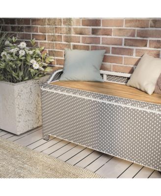 Tomkins Aluminum and PE Wicker Slatted Seat Outdoor Storage Bench