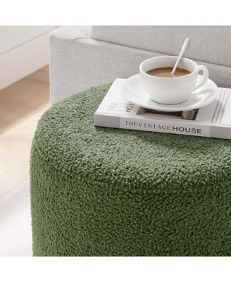Tilden 16" Round Sherpa Upholstered Ottoman