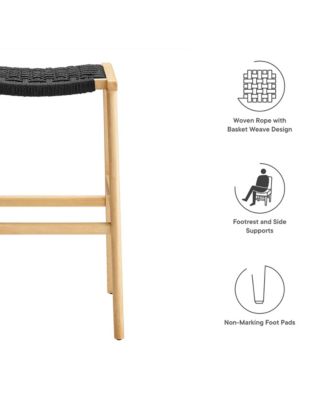 Saoirse Woven Rope Wood Bar Stool, Set of 2