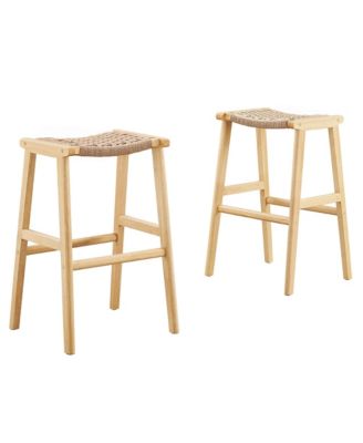 Saoirse Woven Rope Wood Bar Stool, Set of 2