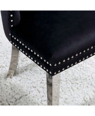 Isah Metal Legs Upholstered Tufted and Nailhead Side Chairs, Set of 2