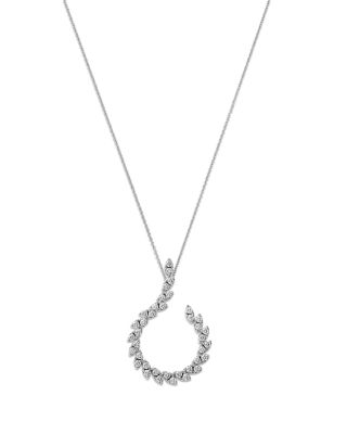 Diamond Small Swirl Pendant Necklace in 18K White Gold, 25&amp;quot;-27&amp;quot;