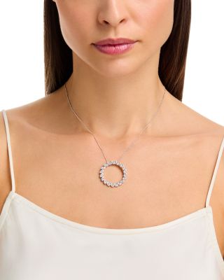 18K White Gold Marquesa Diamond Circle Cluster Pendant Necklace, 16-18"